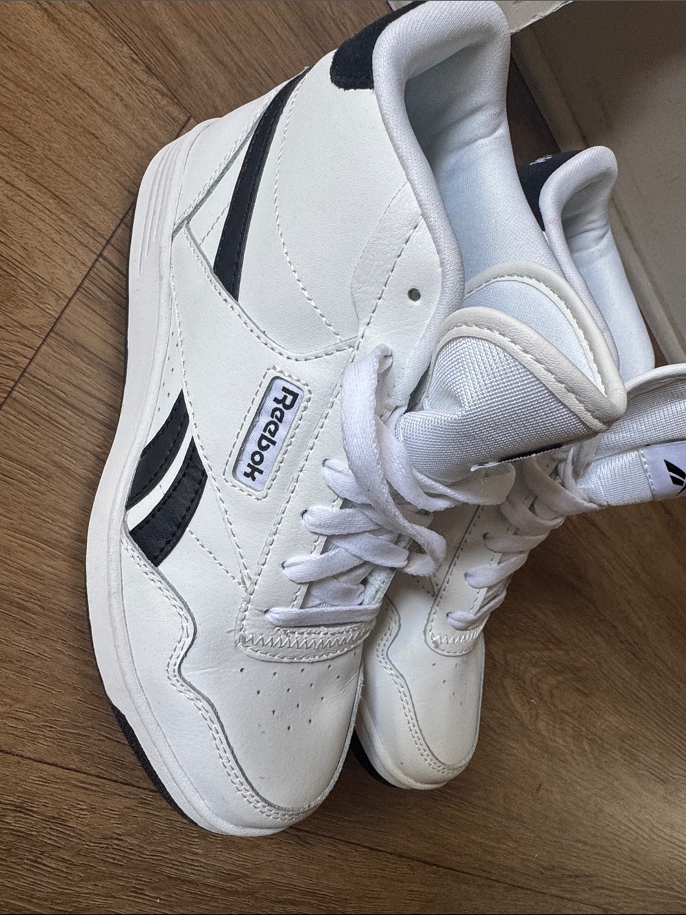 Reebok White and Black Low-Top Court Sneakers